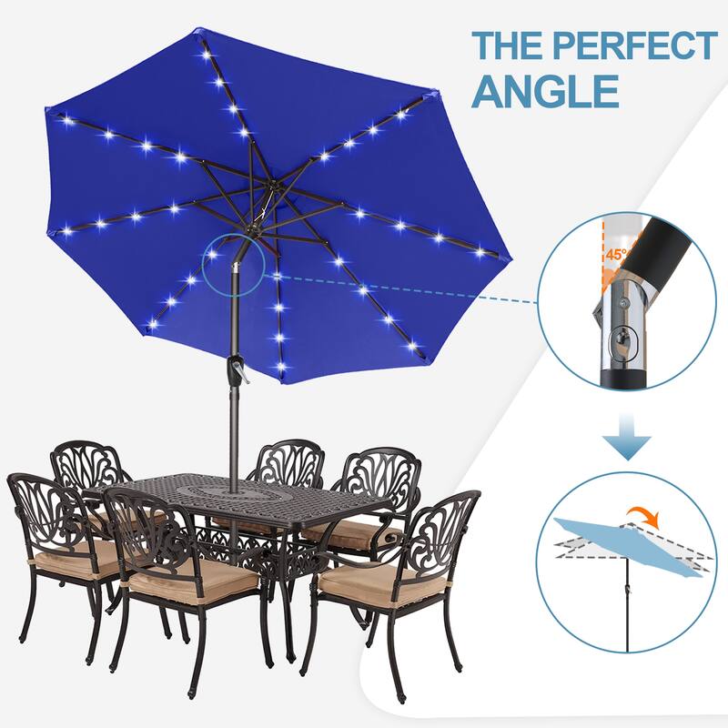 ABCCANOPY 10.5FT Outdoor Patio Solar Umbrella with 32LED Lights