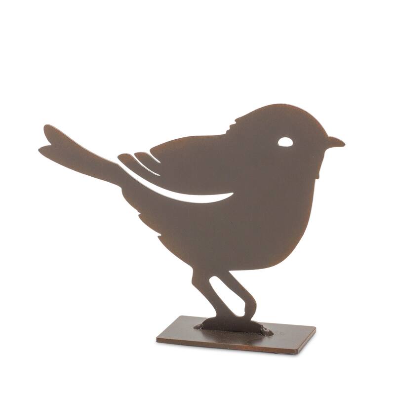 HomeRoots Set Of Four 6" Brown Metal Bird Bird Figurine - 1.25' X '6.25' X '5.5