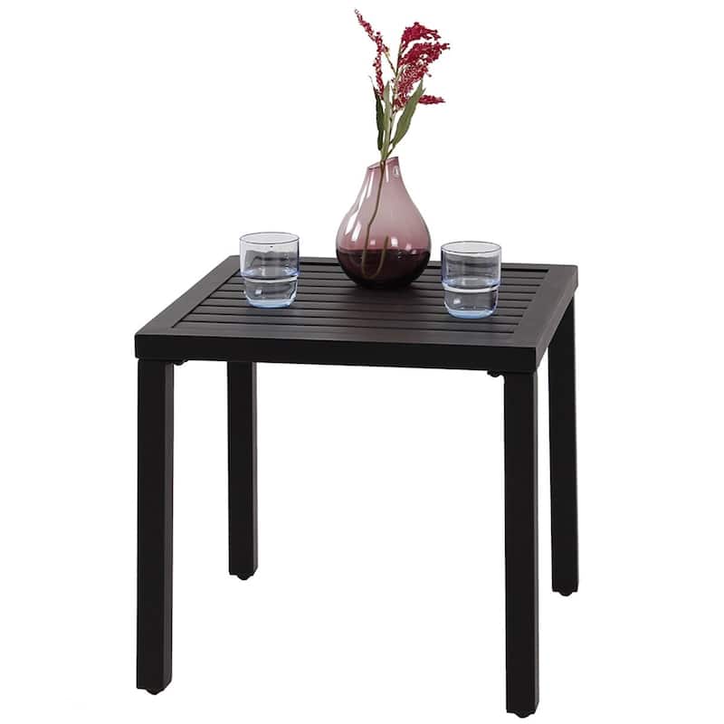 3-Piece Metal Patio Dining Set, 1 Square Table and 2 Folding Sling Chairs