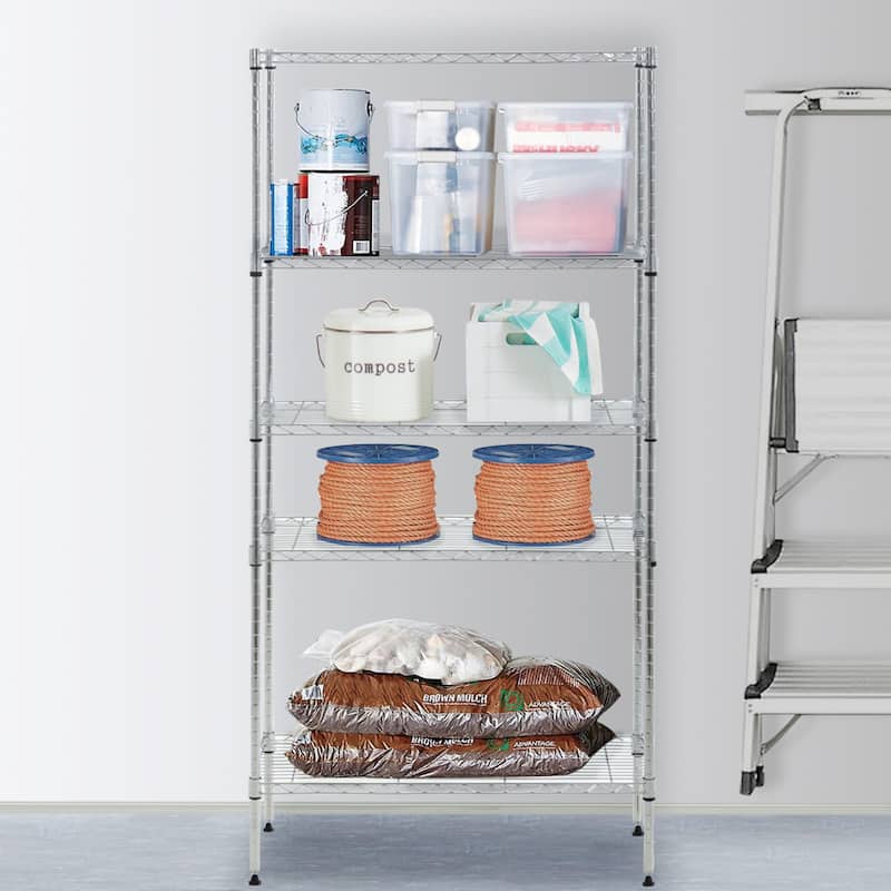 Atwood 5-Tier NSF Certified Wire Shelving Rack with Adjustable Shelving and Includes Wheels