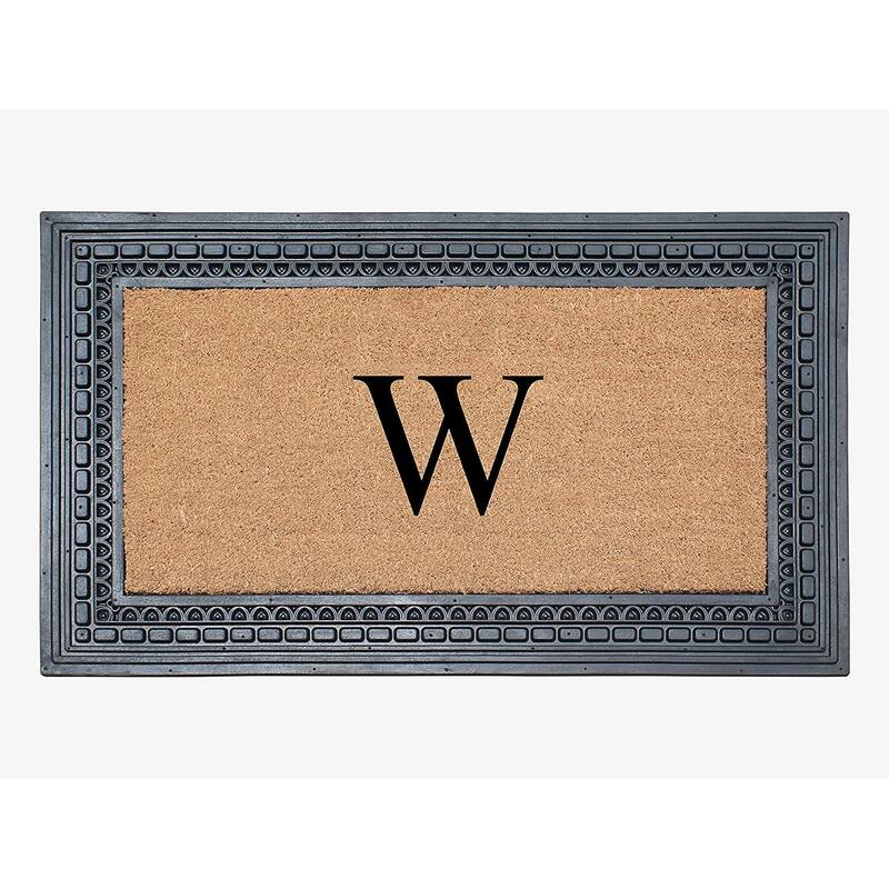 A1HC Rubber and Coir, 24" X 39" Heavy Duty Outdoor Monogrammed Doormat - Monogrammed W