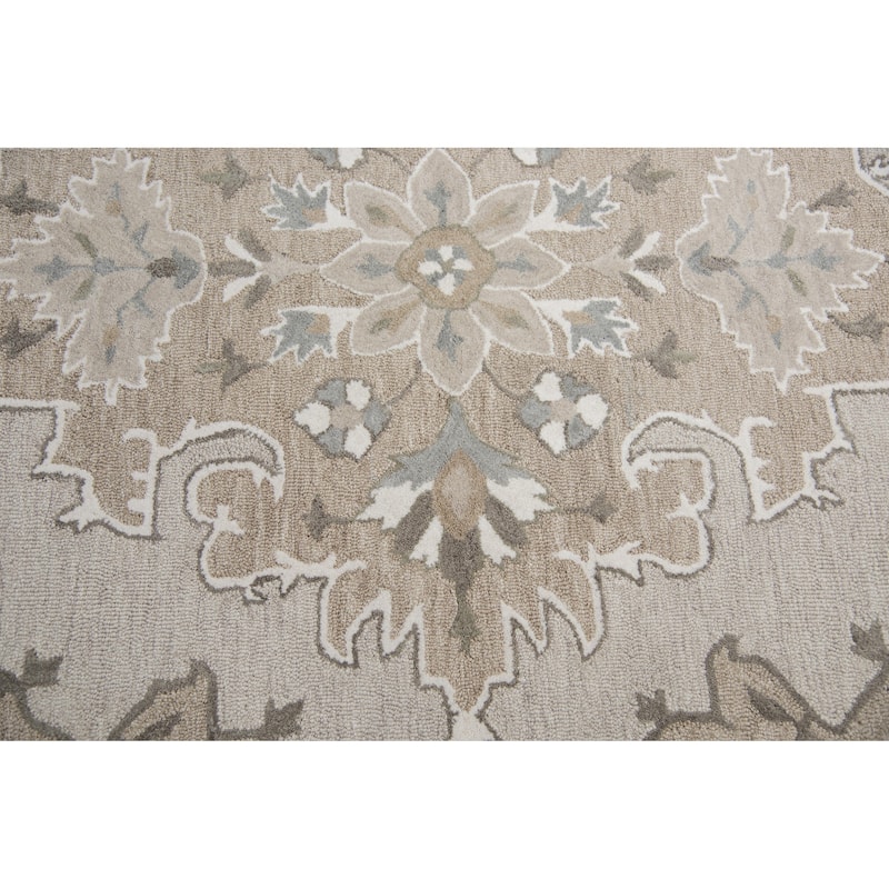 Alora Decor Cascade Floral Medallion Hand-Tufted Wool Area Rug.