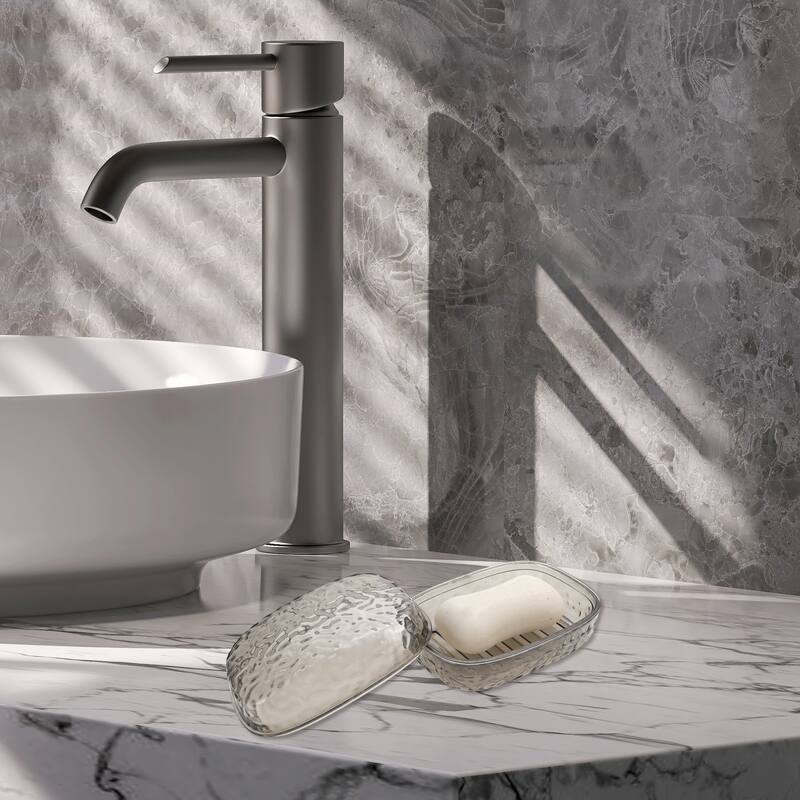Waterproof with Cover Soap Holder for Bathroom 5.51"x4.13"x2.52" 1 Pc - Gray