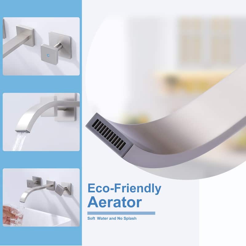 WOWOW Double Handle Wall Mounted Waterfall Bathroom Faucet