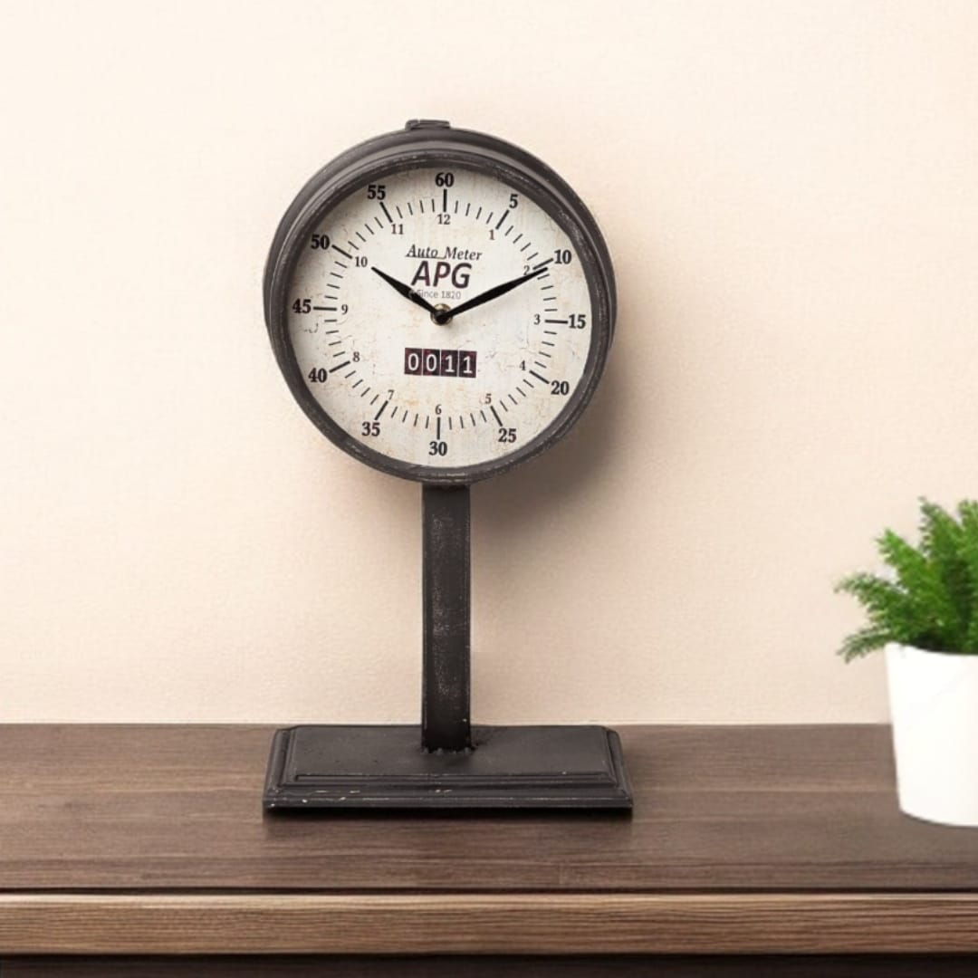 Rectangular Table Clock With Automobile Speedometer Style Rectangular Table Clock With Automobile Speedometer Style