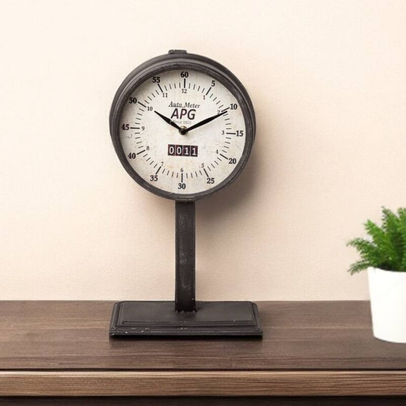 HomeRoots Rectangular Table Clock With Automobile Speedometer Style - 5' X '16' X '9 - 5' X '16' X '9