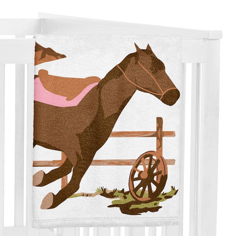 Sweet Jojo Designs Western Cowgirl Girl Baby Monthly Milestone Blanket Wild West Vintage Country Animal Southwest Pink Blue Tan