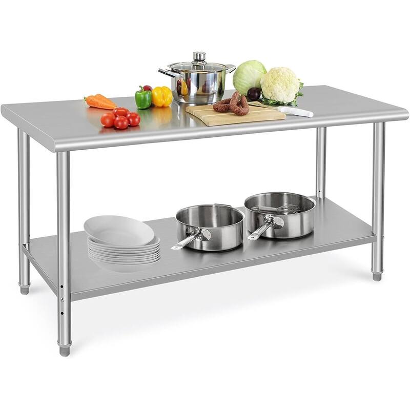 Stainless Steel Prep Table 60 x 24 Inch with Under Shelf - Silver