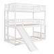 preview thumbnail 6 of 7, White Twin-over-Twin-over-Twin Triple Bunk Bed with Built-in Ladder and Slide, Guardrails