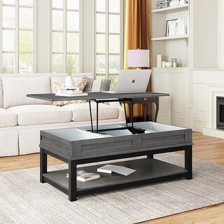 Lift Top Coffee Table with Inner Storage Space and Shelf