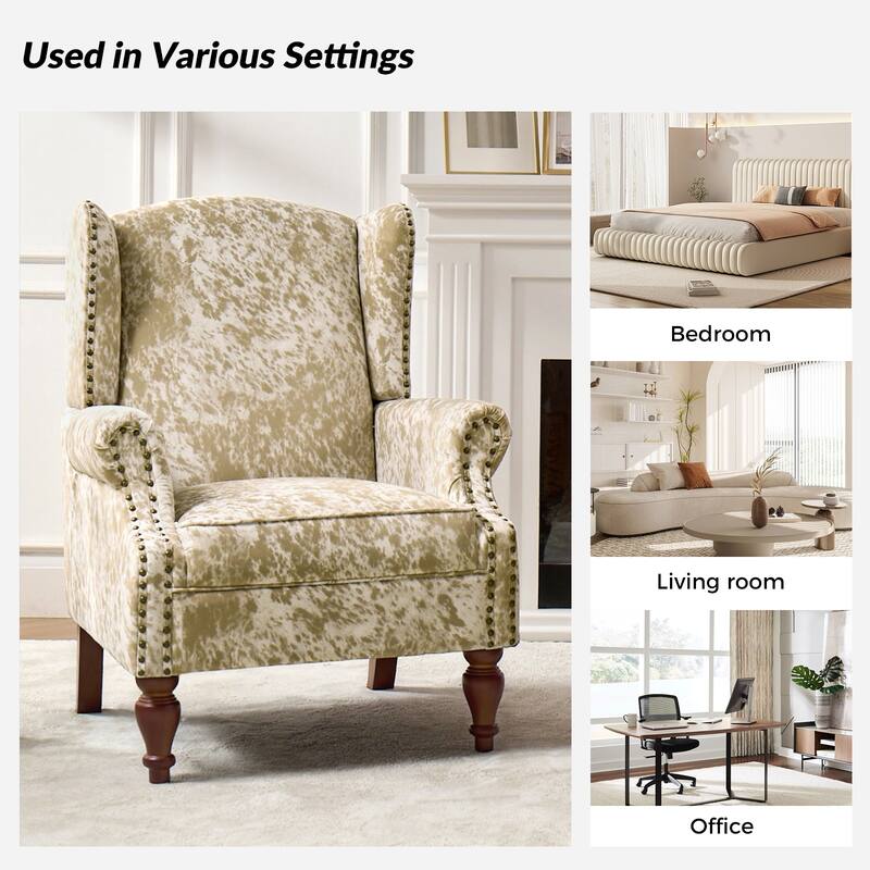 Ivan Traditional Animal Pattern Armchair with Nailhead Trim Set of 2by HULALA HOME