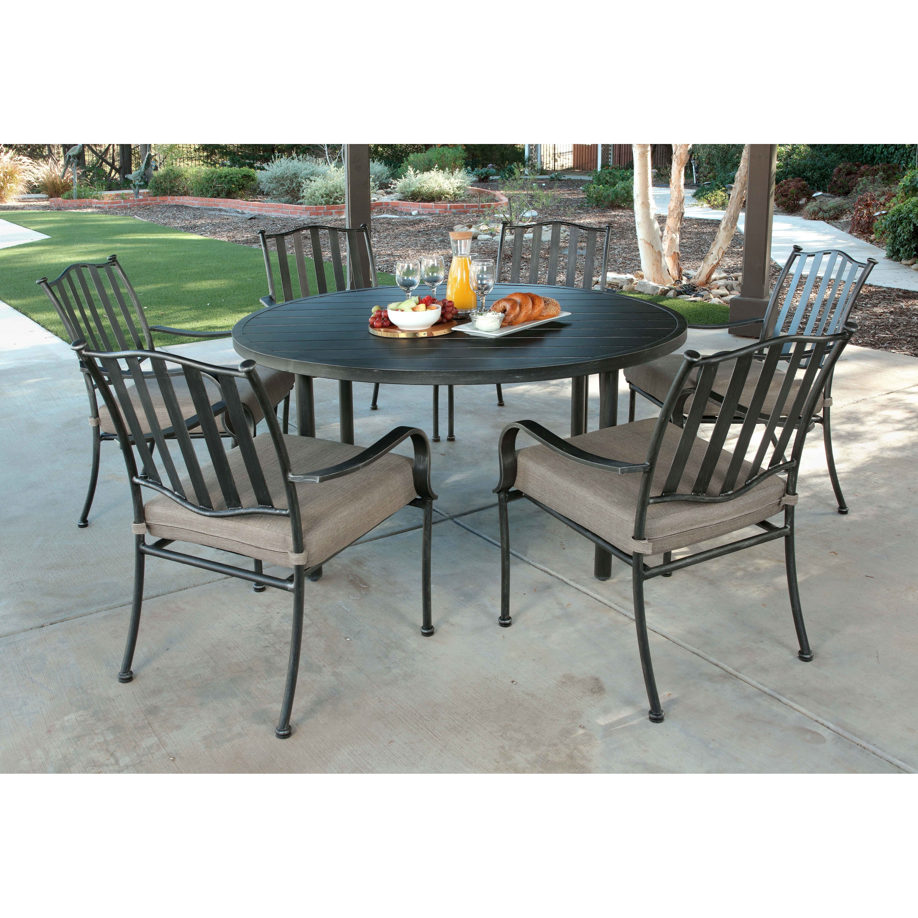 Shop Pacific Casual Columbus Circle 7pc Modern Steel Dining Set Brown Beige Overstock 32193360