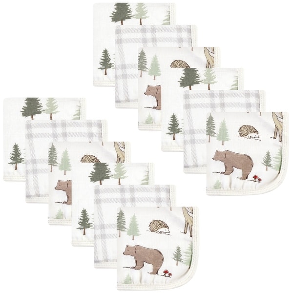 slide 1 of 1, Hudson Baby Infant Boy Cotton Muslin Washcloths, Forest Animals, One Size - Forest Animals - One Size One Size - Forest Animals