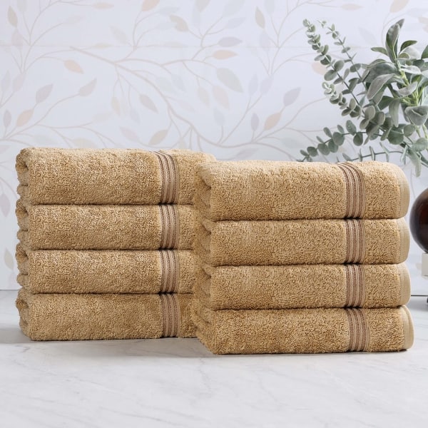 Superior Heritage Egyptian Cotton Absorbent Hand Towel Set of 8 - Toast