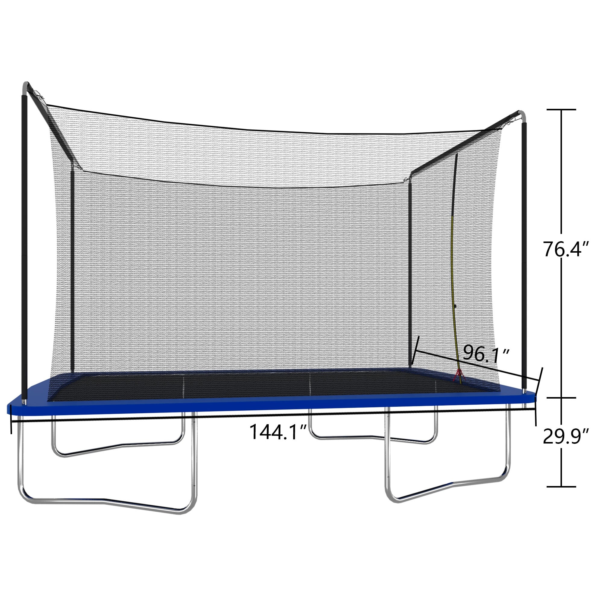 8ft by 12ft Trampoline Rectangular Trampoline Blue PVC High