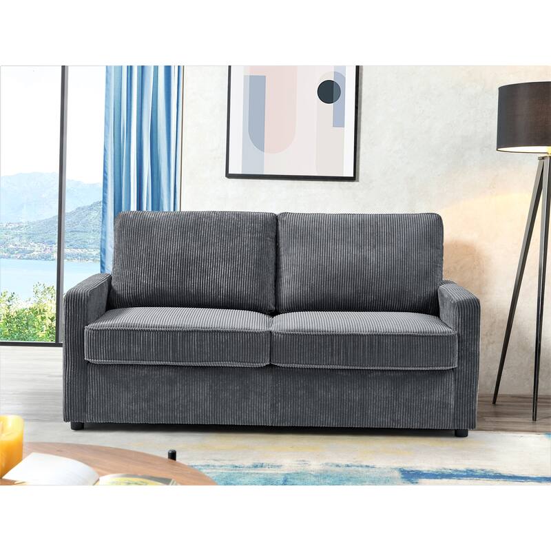 Manchester Polyester Corduroy 70 inch Square Arms Sofa Bed - Grey