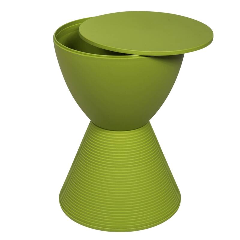 Boyd Round Side Table with Ribbed Design Base - Accent Hourglass End Table with Removable Lid for Living Room & Bedroom
