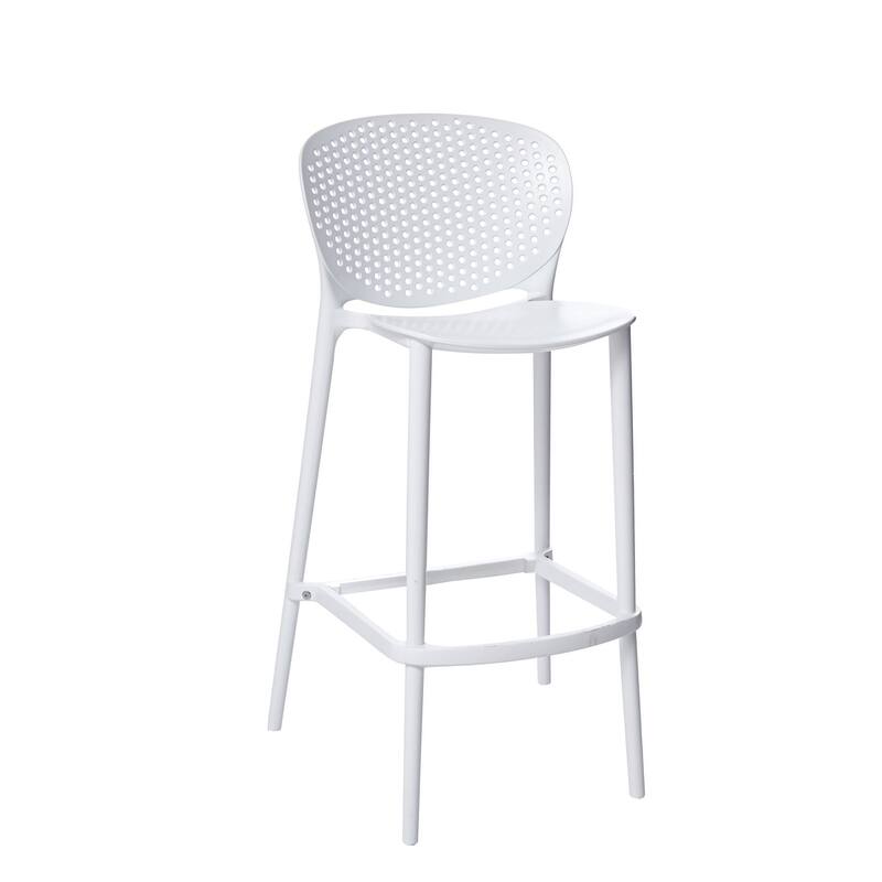 Set of Four 26" White Heavy Duty Plastic Low Back Counter Height Bar Chairs