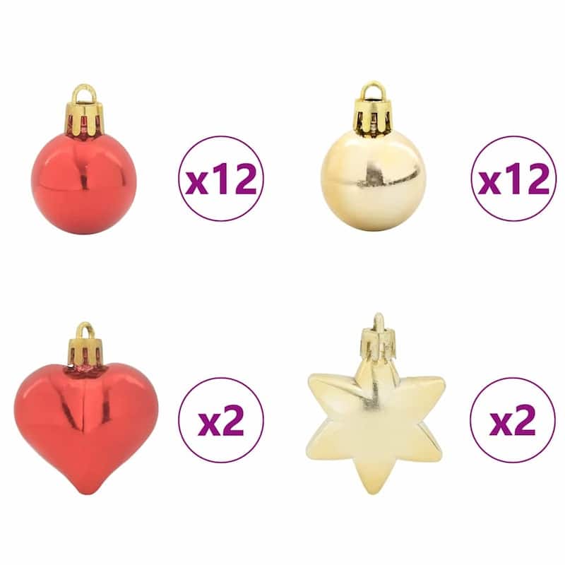 vidaXL Christmas Bauble Set 40 pcs Gold and Red - 2.4 x 2.4 x 2.4