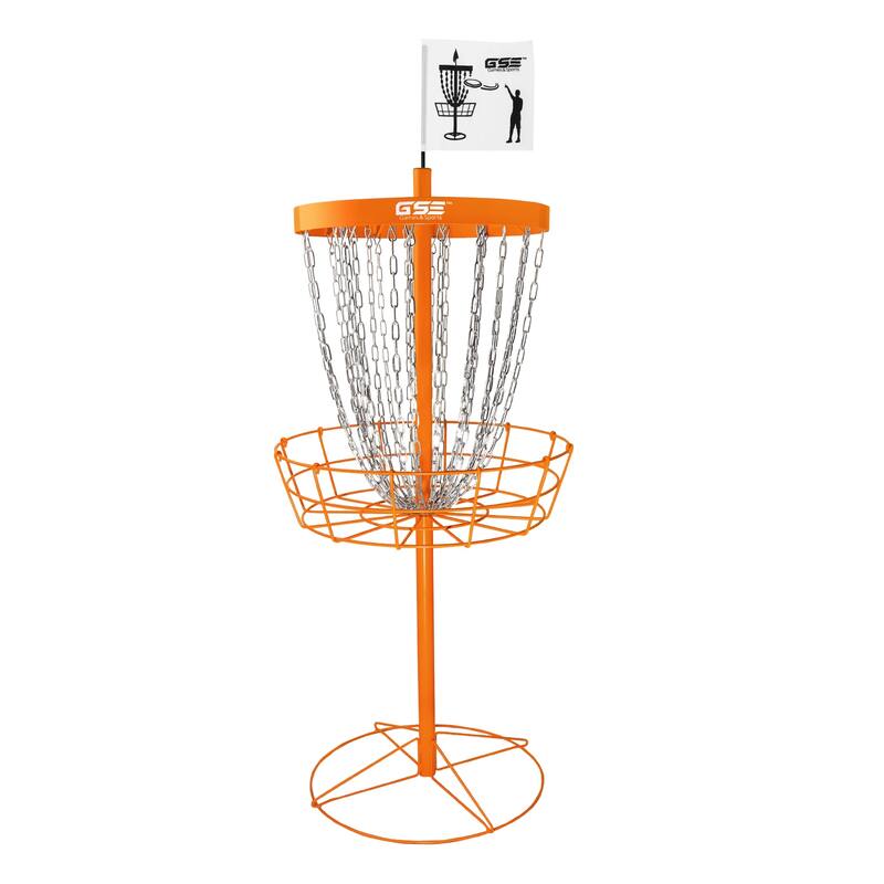 GSE™ Professional Portable 24-Chain Disc Golf Targets Basket, PRO Disc Golf Practice Goal Baskets - Orange