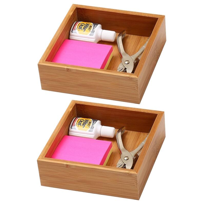 YBM Home Bamboo Kitchen Drawer Organizer Storage Box (Set of 2)