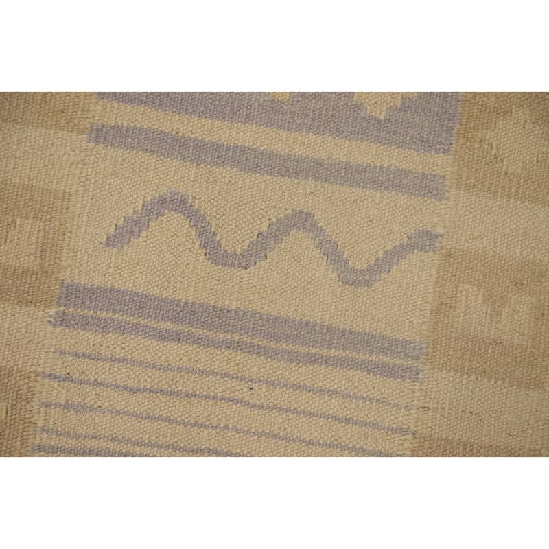 Hand Woven Oriental 100% Wool Carpet Southwestern Tribal Beige & Ivories Kilim Area Rug - 4' 3'' X 2' 1''