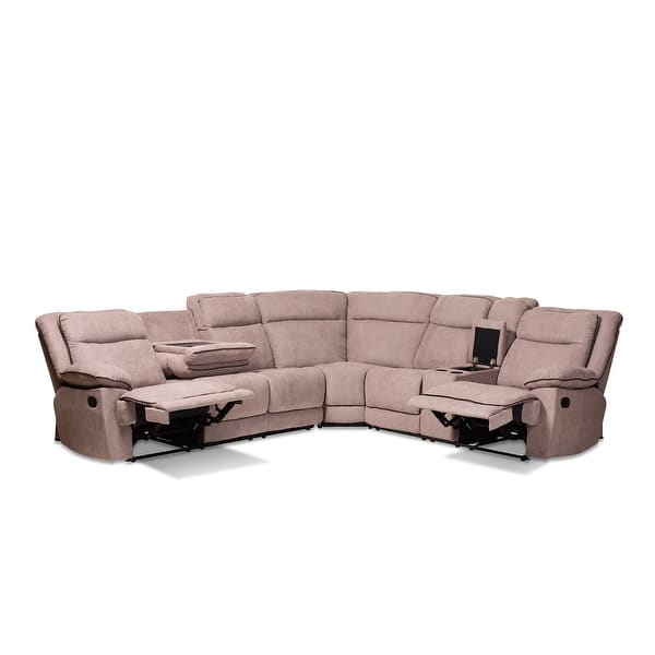 Shop Sabella 7pcs Light Brown Fabric Fabric 7 Piece Sectional Sofa