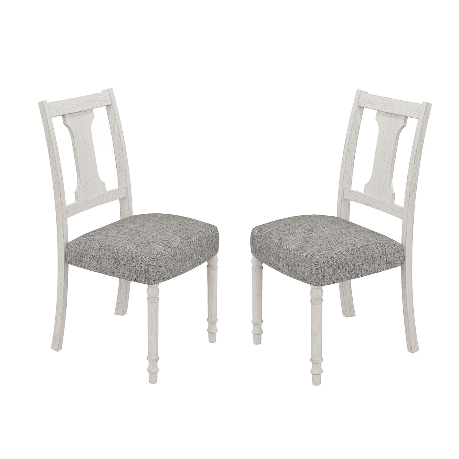 Set of 2 Dining Side Chair with Linen Upholstered Seat