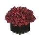 preview thumbnail 4 of 31, Faux Hydrangea in Small Black Cube Ceramic Vase Burgundy