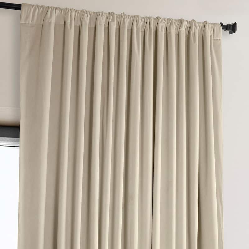Exclusive Fabrics Signature Plush Velvet Hotel Blackout Curtains (1 Panel) - Luxury Soft Drapery for Light Control & Elegance - 100 X 120 - Angora Beige
