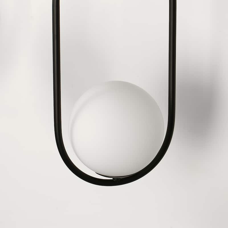YANSUN 1-Light Oval Black Globe Modern Pendant Light Hanging Lighting Fixture for Kitchen Island Living Room Dining Room