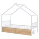 preview thumbnail 4 of 12, White Twin Size Metal House Bed with Two Drawers and Roof
