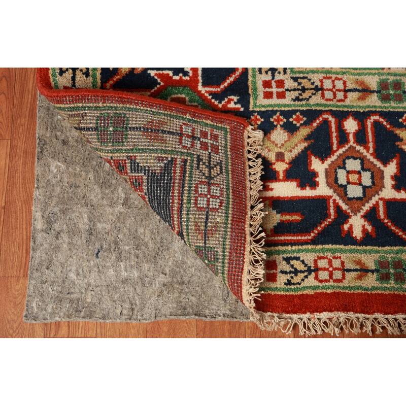 Geometric Medallion Heriz Serapi Area Rug Hand-Knotted Wool Carpet - 8'11"x 11'9"