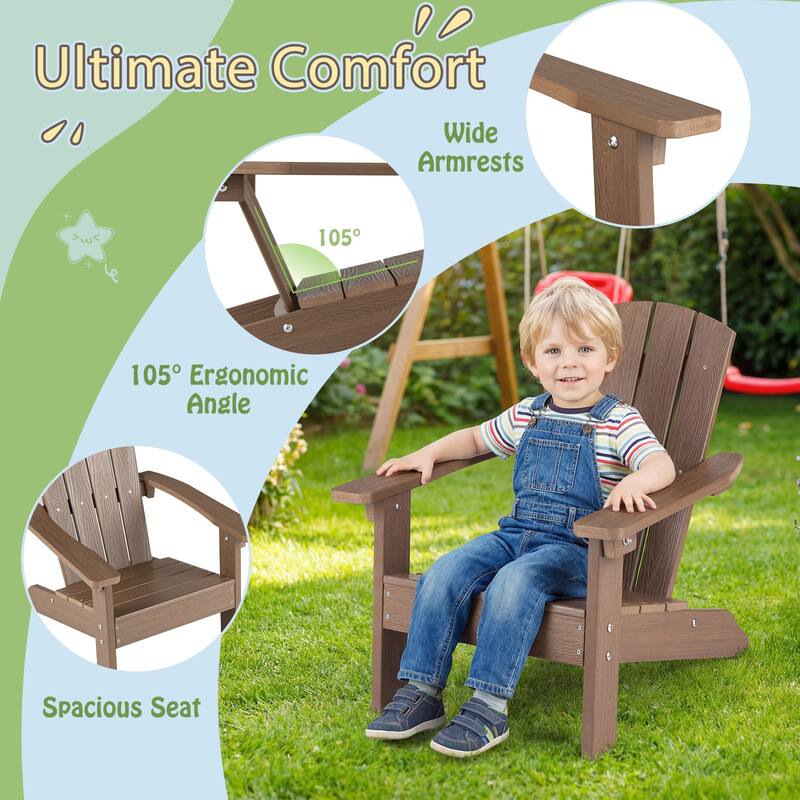 Gymax 2PCS Kid's Adirondack Chair All-Weather HDPE Toddler Lawn Chair