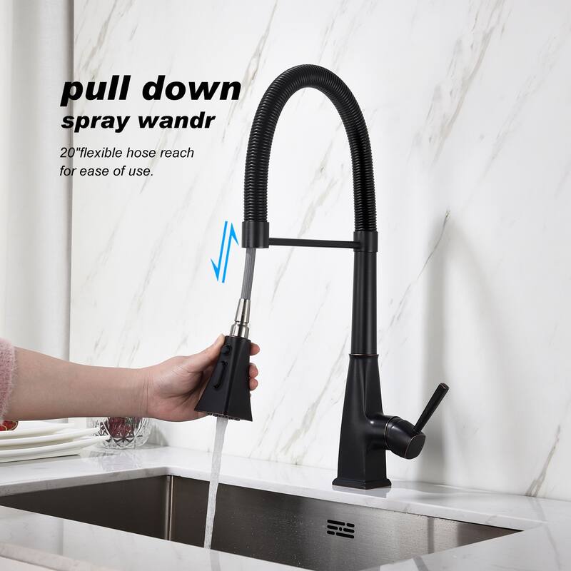 Kitchen Faucet with Pull Down Sprayer in Matte Black - 21.06 inch