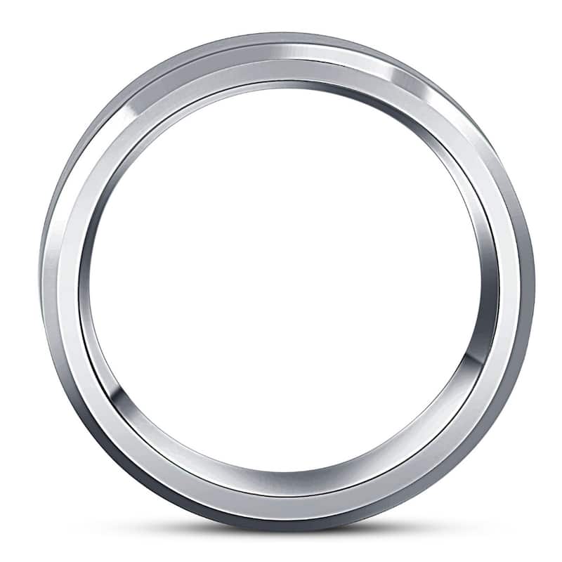 Men's Brushed Tungsten 7mm Beveled Comfort Fit Ring Wedding Band