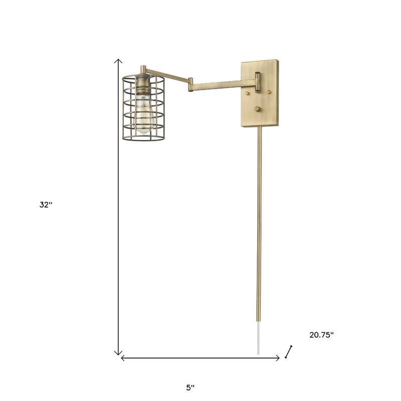 32"H Modern Plug-in Wall Sconce with LED Option and Dimmable Hanging Light Fixture Steel Frame - 32" H x 5" W x 20.75" D