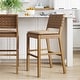 preview thumbnail 25 of 58, Nathan James Cohen Faux Leather Counter or Bar Height Stool, Solid Wood Frame with Footrest and Woven Leather Back Single - Natural Brown - Bar Height