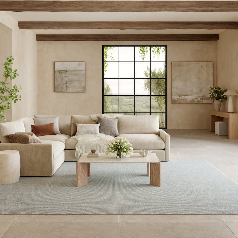 Nourison Textured Home Indoor Abstract Area Rug - 5' 3" x 7' - Ivory/ Blue