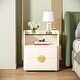 preview thumbnail 1 of 5, Modern Nightstand with Open Storage Shelf and 2 Drawers White