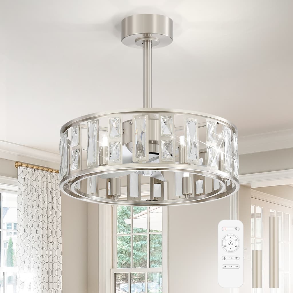 20-in Nickel Indoor Cage Ceiling Fan with Light Remote (5-Blade)