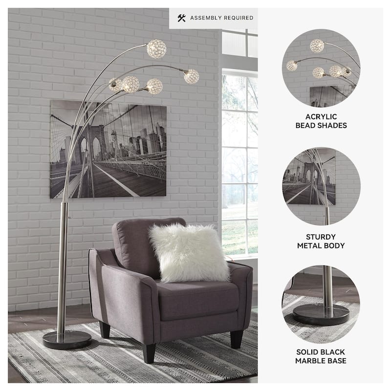 Winter Silver Finish 95 Inch Arc Floor Lamp - 13.75" W x 27" D x 95" H