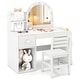 preview thumbnail 1 of 16, Gymax Kids Vanity Desk w/ Lights Open Bookshelf Storage Drawer White