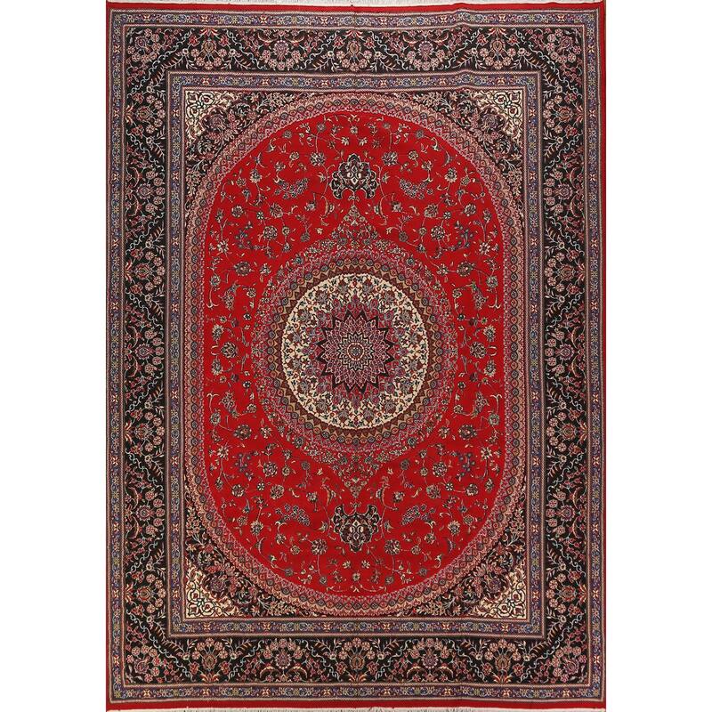 Red Medallion Tabriz Turkish Area Rug Machine Made Carpet - 9'7"x 13'0"