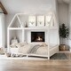 preview thumbnail 1 of 20, Wood Full/Twin Size House Bed with Guardrail, Kids Bed with LED and Headboards Full