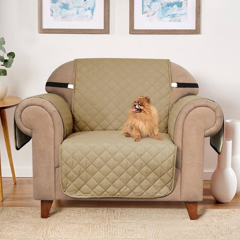 Subrtex Reversible Sofa Slipcover with Elastic Straps Furniture Protector for Pet - Chair - Sand