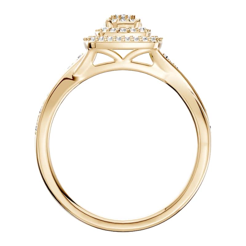 AEON Stellar Crown Cushion 0.25ct Lab Grown Diamond Cluster Double Halo Ring