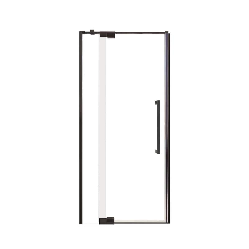 Irene 36 in. W x 76 in. H Pivot Semi-Frameless Shower Door with Clear Glass - 36-in W x 76-in H - 36-in W x 76-in H
