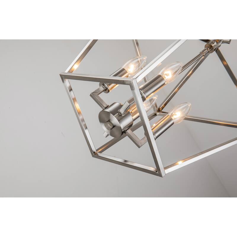 Brushed Nickel 4-Light Lantern Pendant 12 in with Sleeve - Brushed Nickel