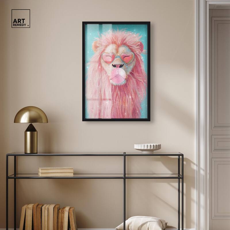 Pastel Lion Bubblegum Shadowbox by Art Remedy